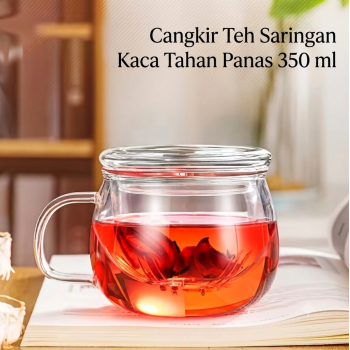 Yilego Cangkir Teh Saringan Kaca Tahan Panas Infuser Mug 350ml - YG350