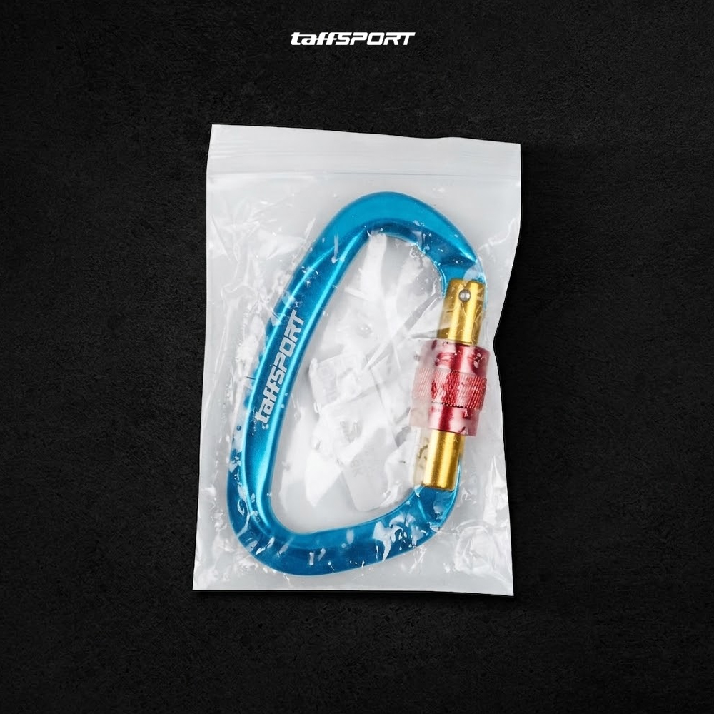 TaffSPORT Carabiner Aluminium Professional Heavy-Duty Locking 25kN - CE21 Gambar produk TaffSPORT Carabiner Aluminium Professional Heavy-Duty Locking 25kN - CE21 - Kemasan