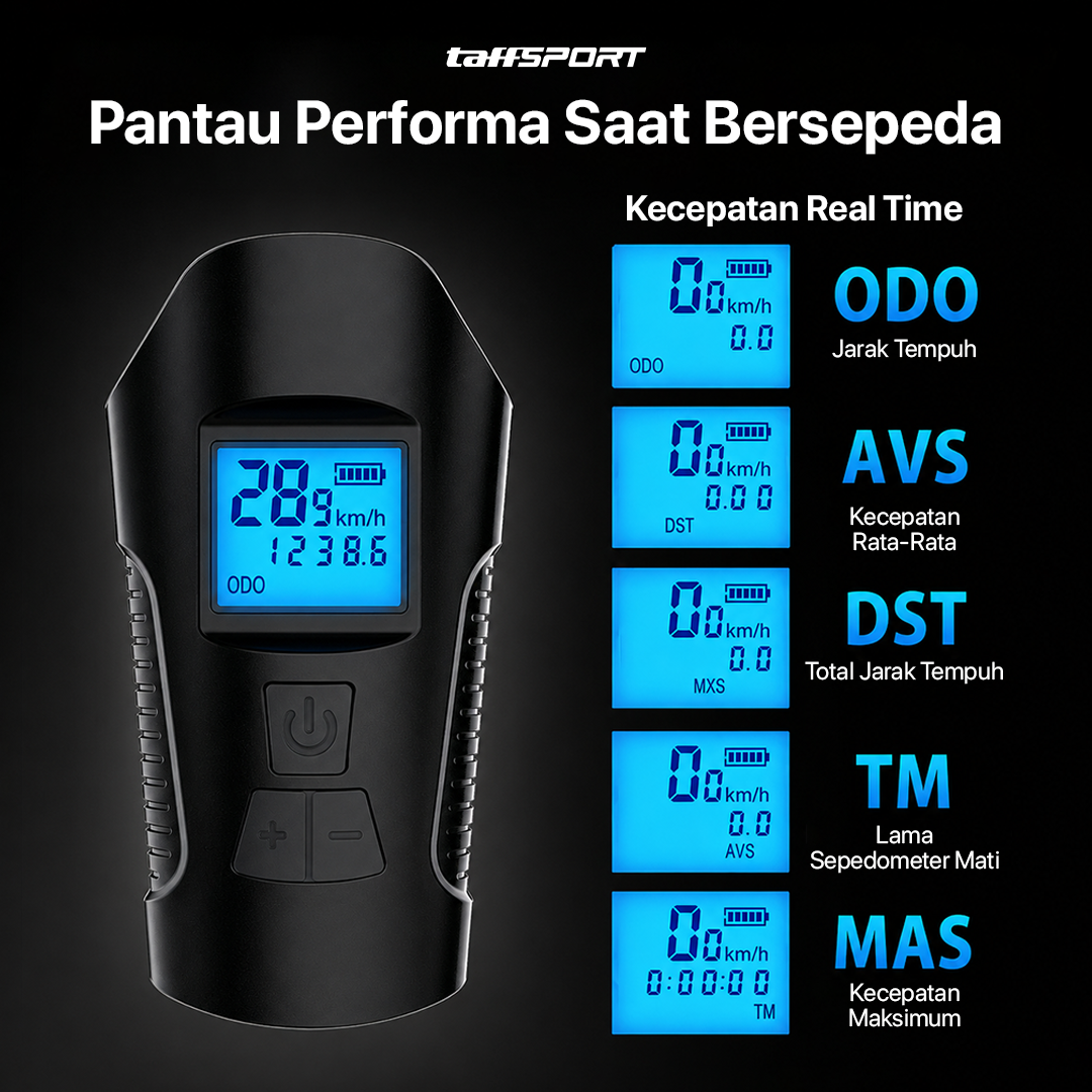 TaffSPORT Lampu Depan Sepeda LED Klakson Speedometer 1000 Lumens - XA-585 Gambar produk TaffSPORT Lampu Depan Sepeda LED Klakson Speedometer 1000 Lumens - XA-585 - 4