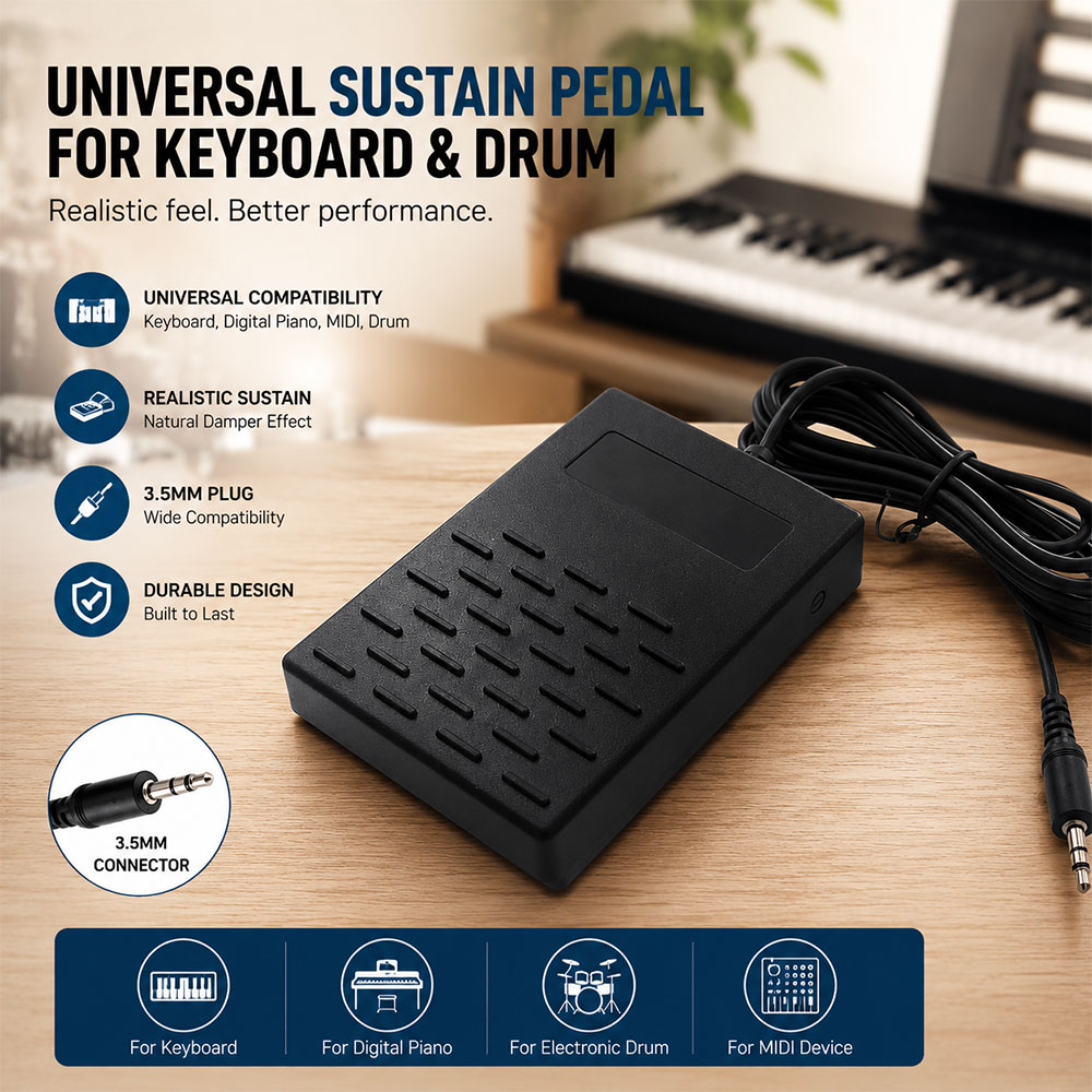 Tooy Sustain Pedal Universal Keyboard Drum Piano Elektrik Damper MIDI 3.5mm - WTB-010 Gambar produk Tooy Sustain Pedal Universal Keyboard Drum Piano Elektrik Damper MIDI 3.5mm - WTB-010 - Utama