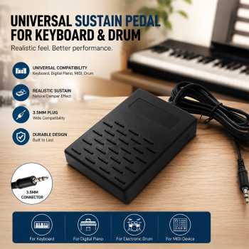Tooy Sustain Pedal Universal Keyboard Drum Piano Elektrik Damper MIDI - WTB-010
