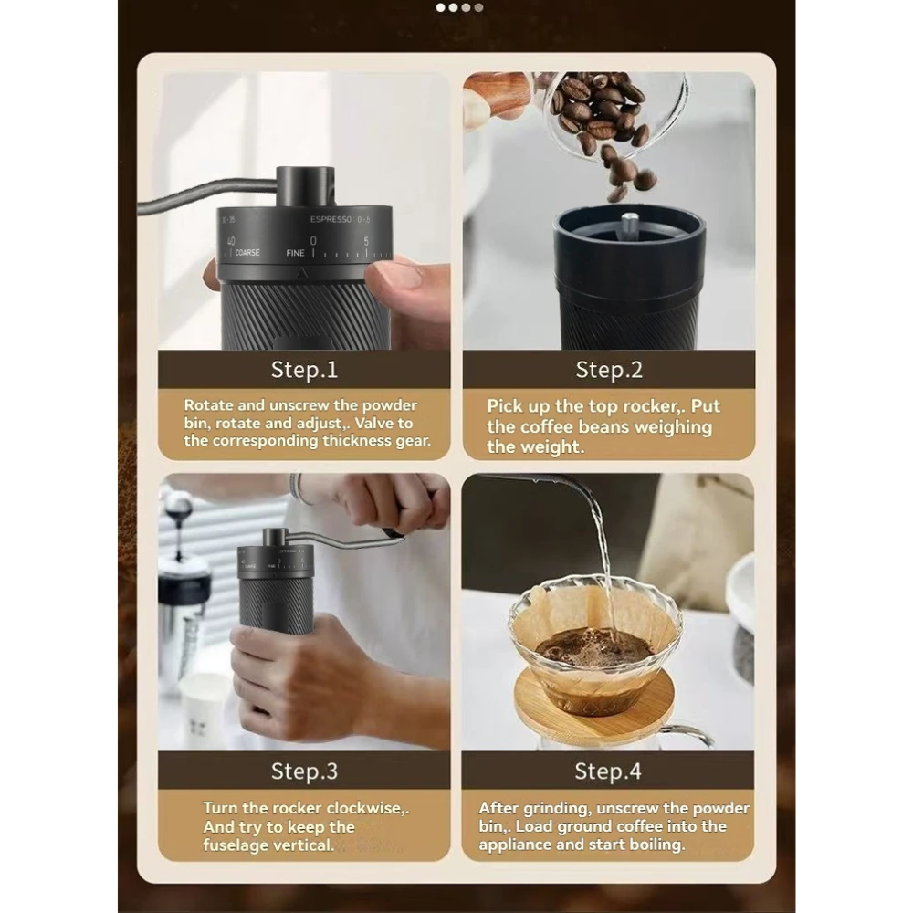 Gingira Alat Penggiling Kopi Manual Coffee Grinder Portable 40 Level - RH-210 Gambar produk Gingira Alat Penggiling Kopi Manual Coffee Grinder Portable 40 Level - RH-210 - 4
