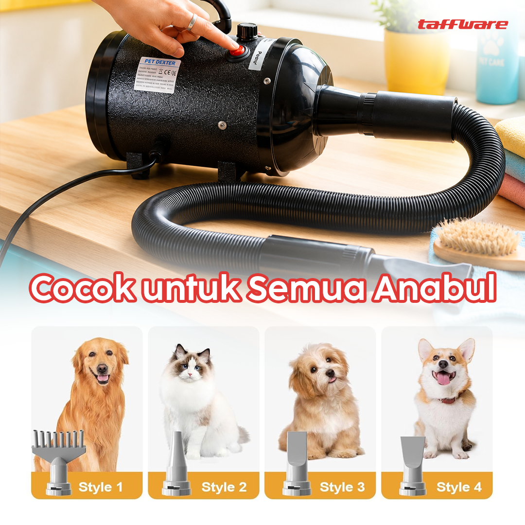Taffware Pet Hair Dryer Dog Cat Grooming Stepless Speed 2100W - SH-168 Gambar produk Taffware Pet Hair Dryer Dog Cat Grooming Stepless Speed 2100W - SH-168 - 5