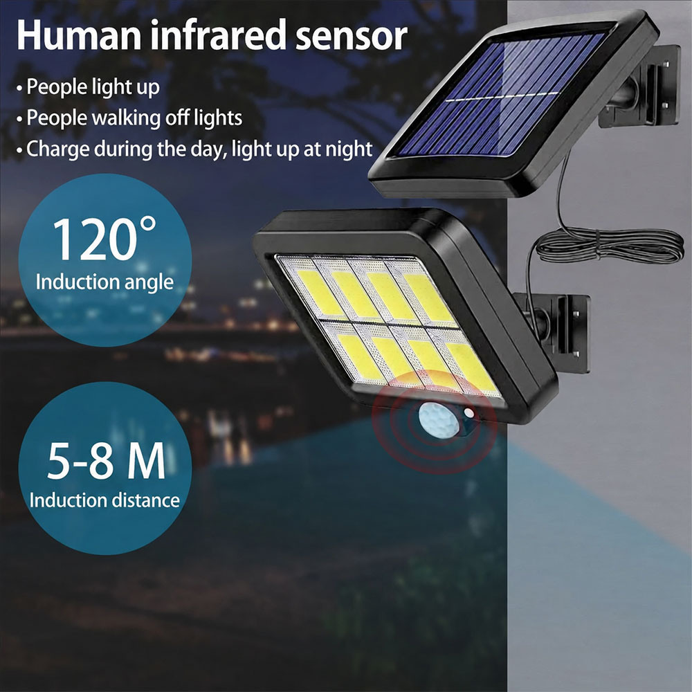 FIGH Lampu Dinding Solar Sensor PIR Waterproof 3 Mode Color COB - JX-F56 Gambar produk FIGH Lampu Dinding Solar Sensor PIR Waterproof 3 Mode Color COB - JX-F56 - 2