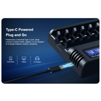 Gambar produk XTAR Charger Baterai 8 Slot AA AAA Li-Ion Ni-MH LCD Display USB Type C - L8 Pro - 2