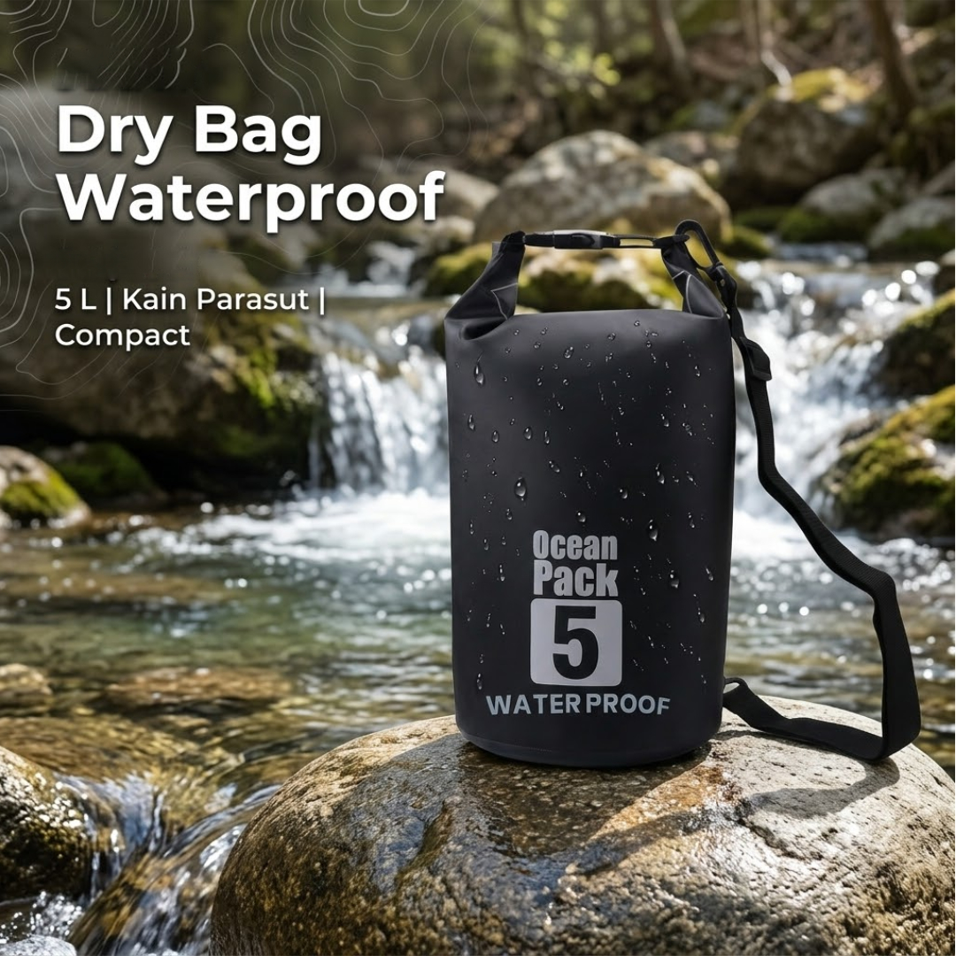 Dezlon Ocean Pack Dry Bag Waterproof Crossbody Tas Tahan Air Parasut 5L - INU142 Gambar produk Dezlon Ocean Pack Dry Bag Waterproof Crossbody Tas Tahan Air Parasut 5L - INU142 - Utama