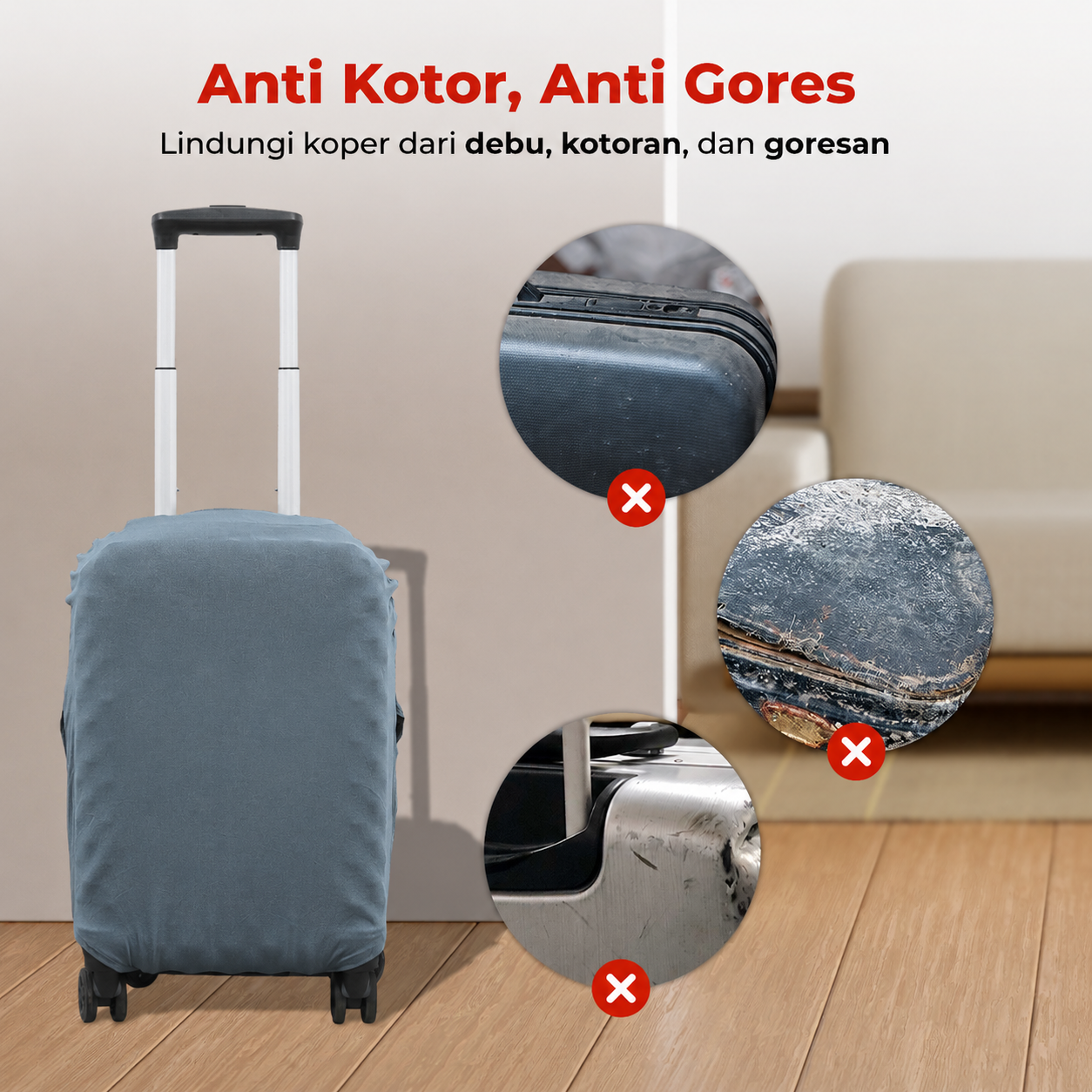 GengLi Sarung Koper Elastis Poliester Spandek Luggage Cover Size S - GL-21 Gambar produk GengLi Sarung Koper Elastis Poliester Spandek Luggage Cover Size S - GL-21 - 1
