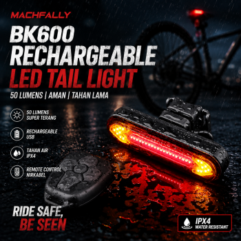 Gambar produk Machfally Lampu Belakang Sepeda LED Rechargeable Tail Light 50 Lumens - BK600