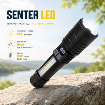 RLTEC Senter LED P520 Rechargeable Flashlight IP44 600 Lumens - SJ004