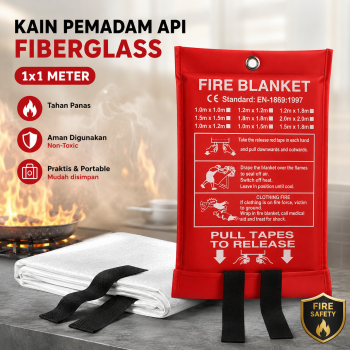KKMOON Kain Pemadam Api Fiberglass Fire Blanket Flame Cover 1x1M - 1869