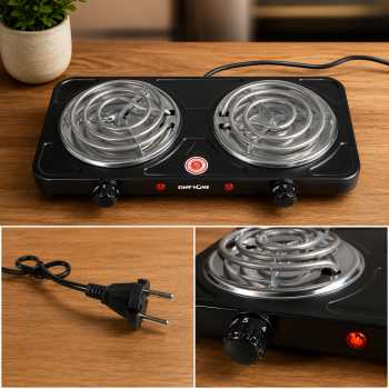 Gambar produk TaffHOME Kompor Listrik 2 Tungku Portable 5 Gear Coil Hot Plate 2000W - C2-2000-20 - 1