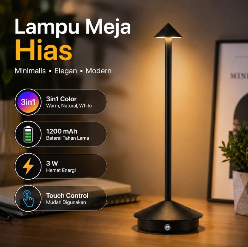 TaffLED Lampu Meja Hias Touch Lamp Restaurant Bar 3in1 Color 1200mAh - TW60 Gambar produk TaffLED Lampu Meja Hias Touch Lamp Restaurant Bar 3in1 Color 1200mAh - TW60 - Utama