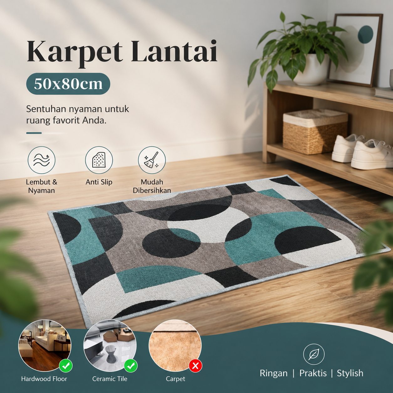 AARDMAN Karpet Lantai Abstrak Permadani Bulu Lembut Abstract Carpet 50x80cm - BQ001 Gambar produk AARDMAN Karpet Lantai Abstrak Permadani Bulu Lembut Abstract Carpet 50x80cm - BQ001 - Utama