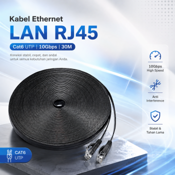 Gambar produk Ninth World Kabel Ethernet LAN Network RJ45 Cat6 UTP 10Gbps 30M - SZ-6FLT