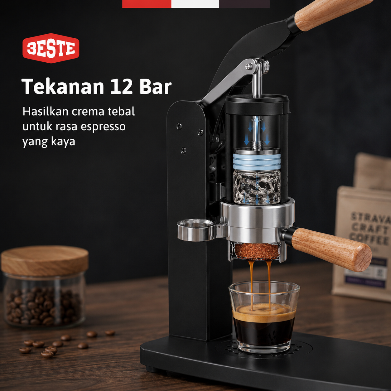Trieste Mesin Kopi Espresso Manual Hand Press Planetary Gear Reduction - K11 Gambar produk Trieste Mesin Kopi Espresso Manual Hand Press Planetary Gear Reduction - K11 - 2