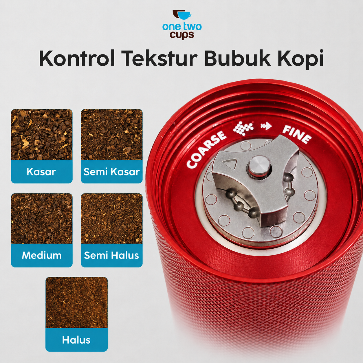 One Two Cups Penggiling Kopi Manual Coffee Grinder Burr Stainless - JN60 Gambar produk One Two Cups Penggiling Kopi Manual Coffee Grinder Burr Stainless - JN60 - 2