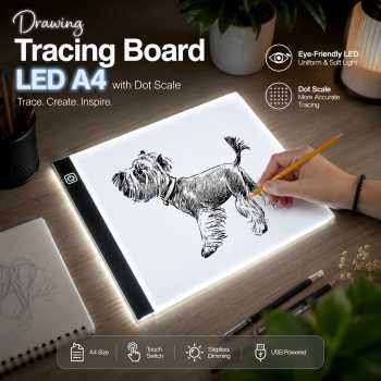 DAMLED Drawing Tracing Board LED A4 Adjustable Light with Dot Scale - D30