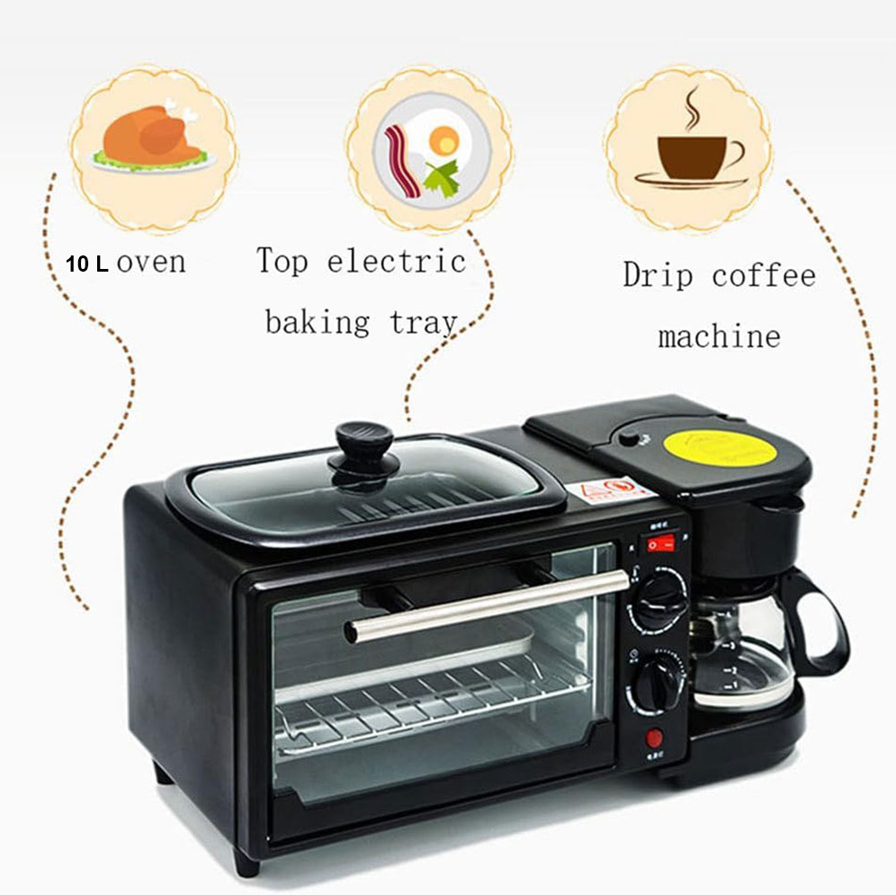 TaffHOME 3in1 Breakfast Maker Toaster Oven Listrik Mesin Kopi 1050W - JH-801 Gambar produk TaffHOME 3in1 Breakfast Maker Toaster Oven Listrik Mesin Kopi 1050W - JH-801 - 7