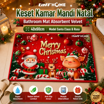 TaffHOME Keset Kamar Mandi Natal Bathroom Mat Absorbent Velvet 40x60cm - LA-80