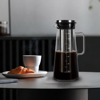 Gambar produk One Two Cups Teko Kaca Kopi Teh Water Pitcher Stainless Steel Filter 1300ml - MD-10 - 3