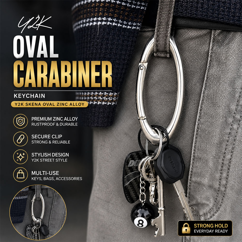 Jiibva Carbiner Keychain Gantungan Kunci Y2K Skena Oval Zinc Alloy - GB6720 Gambar produk Jiibva Carbiner Keychain Gantungan Kunci Y2K Skena Oval Zinc Alloy - GB6720 - Utama