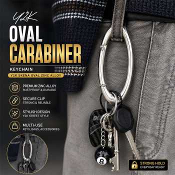 Jiibva Carbiner Keychain Gantungan Kunci Y2K Skena Oval Zinc Alloy - GB6720