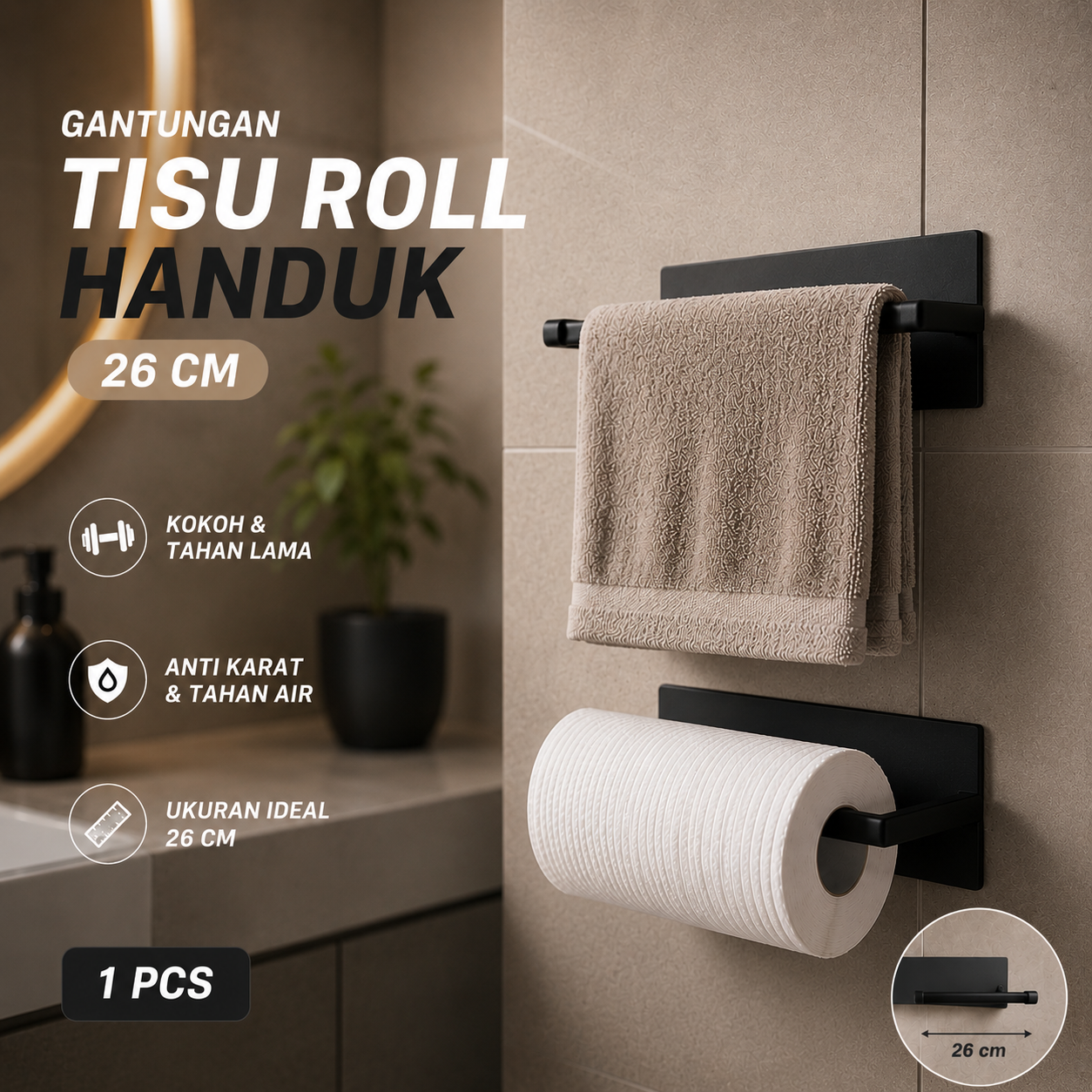 HOUSEEN Gantungan Tisu Roll Toilet Handuk Tissue Japanese Style 26cm - HJ26 Gambar produk HOUSEEN Gantungan Tisu Roll Toilet Handuk Tissue Japanese Style 26cm - HJ26 - Utama