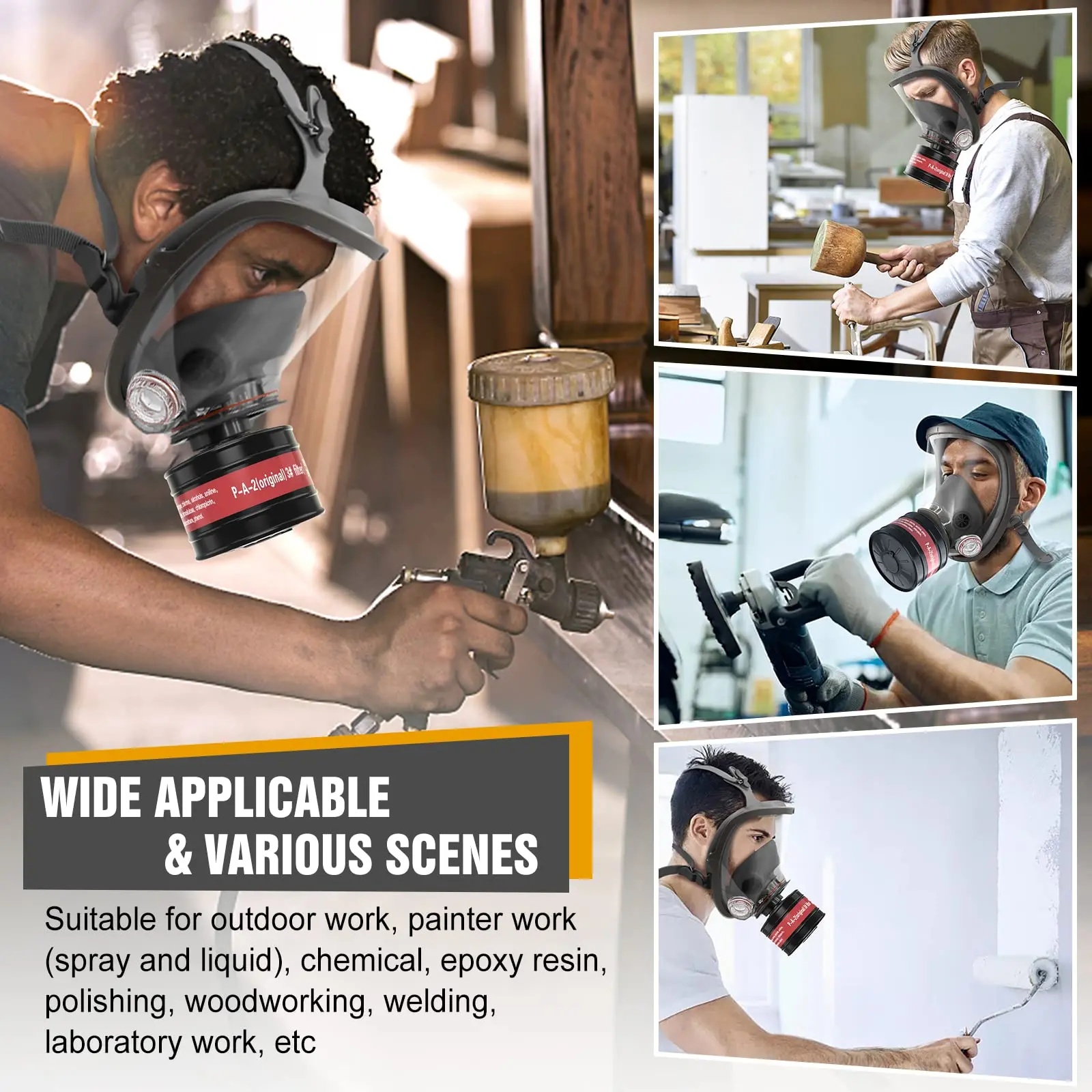 DEWBEST Masker Gas Respirator Full Face with Activated Carbon Filter - 6800-A Gambar produk DEWBEST Masker Gas Respirator Full Face with Activated Carbon Filter - 6800-A - 4