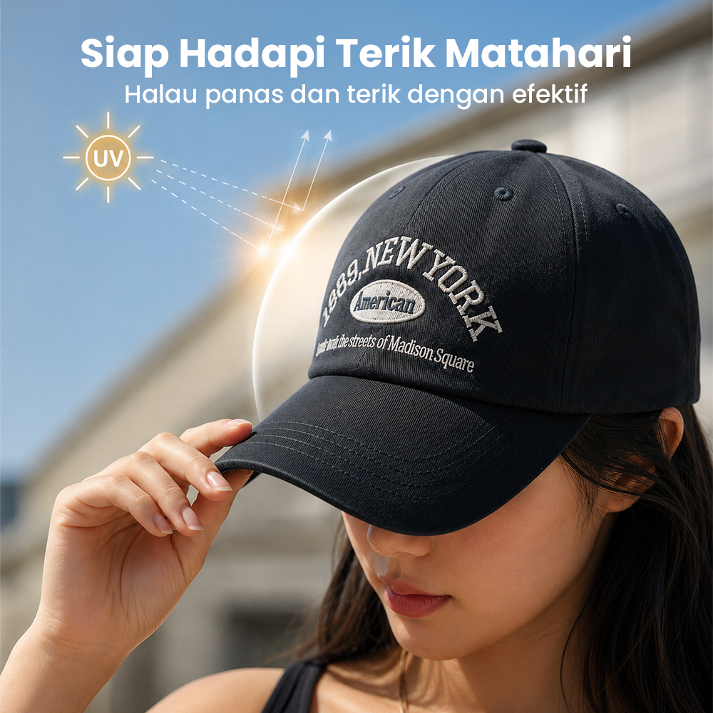 MUJE Topi Baseball Cap Bordir Adjustable 1989 New York - F220 Gambar produk MUJE Topi Baseball Cap Bordir Adjustable 1989 New York - F220 - 1