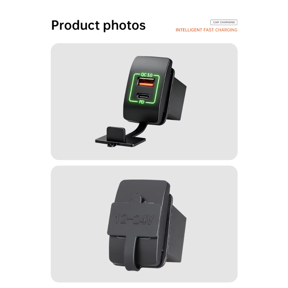 Gambar produk Awdy Car Charger Mobil Tanam USB Type C Fast Charging PD QC 3.0 - A20 - 4