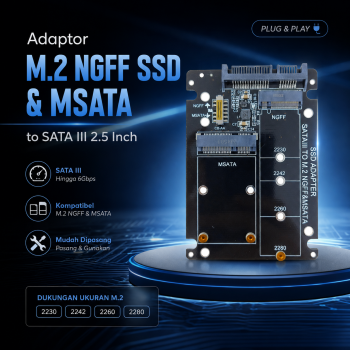 Gambar produk TISHRIC Adaptor Konventer M.2 NGFF SSD & MSATA to SATA III 2.5 Inch - N-2513