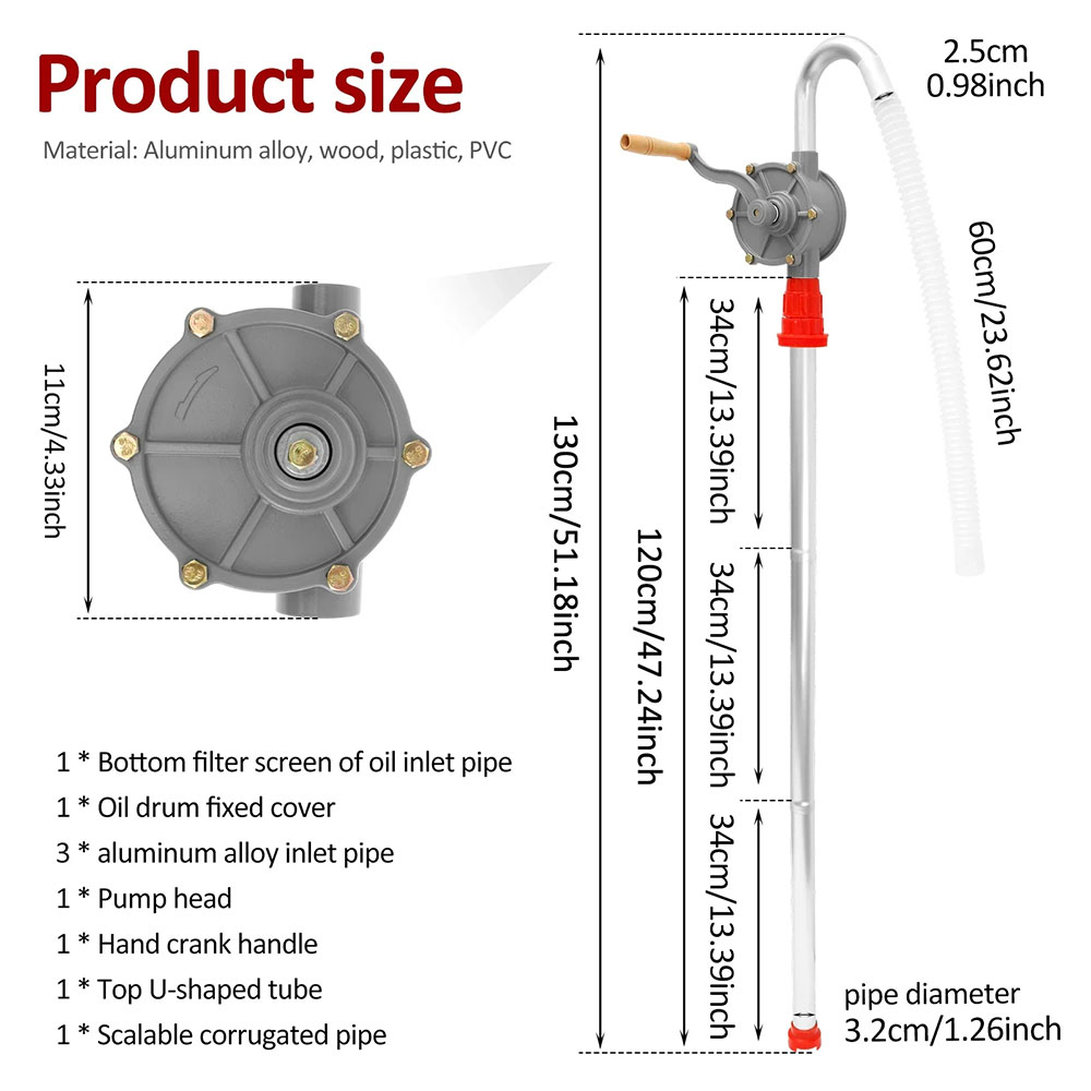 Kurbel Pompa Oli Minyak Engkol Drum Alumunium Rotary Oil Hand Manual - AM15 Gambar produk Kurbel Pompa Oli Minyak Engkol Drum Alumunium Rotary Oil Hand Manual - AM15 - 6