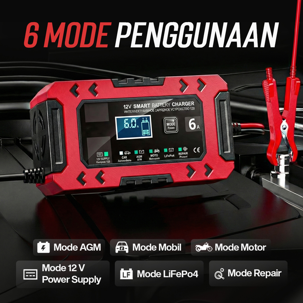 Gambar produk Charger Aki Mobil Motor Intelligent Battery Charger 12V 6A - FBC1206F - 1