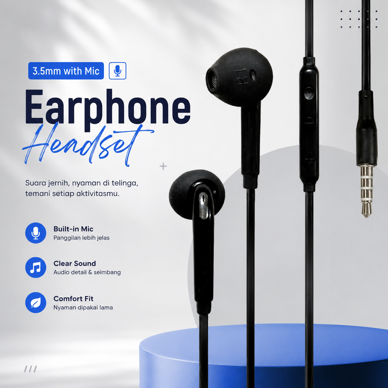 Earphone Kabel Sport HiFi Stereo Headset 3.5mm Plug with Mic - HS330 Gambar produk Earphone Kabel Sport HiFi Stereo Headset 3.5mm Plug with Mic - HS330 - Utama