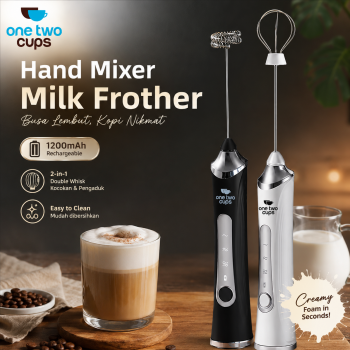 One Two Cups Hand Mixer Mini Pengocok Telur Kopi Milk Frother 1200mAh - HMW30