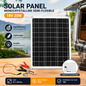 SolaBright Solar Panel Monocrystalline Semi-Flexible 18V 20W - SN45