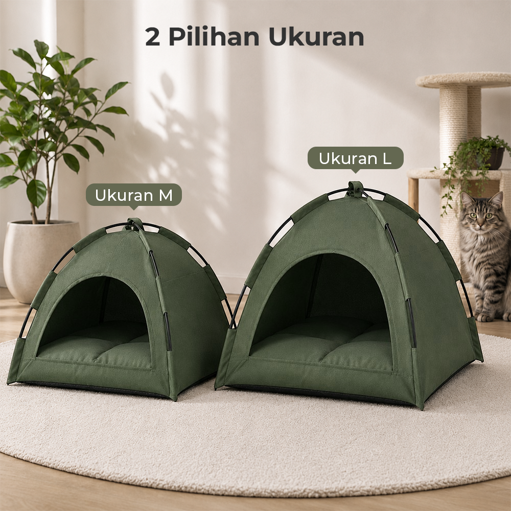 VOOPET Tempat Tidur Kucing Model Tenda Foldable Cat Bed with Pillow Size M - VP2 Gambar produk VOOPET Tempat Tidur Kucing Model Tenda Foldable Cat Bed with Pillow Size M - VP2 - 5