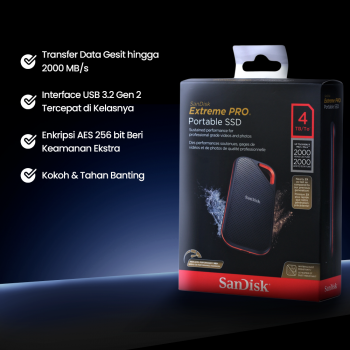 Gambar produk SanDisk Extreme PRO Portable SSD 2000MB/s USB Type C 3.2 4TB - SDSSDE81 - 1