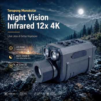 GeowFiiTech Teropong Monokular Digital Night Vision Infrared 12x 4K - D911