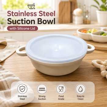 Yamobi Mangkok Bayi Stainless Steel Silikon Mpasi Bowl Suction Cup - SGEE5