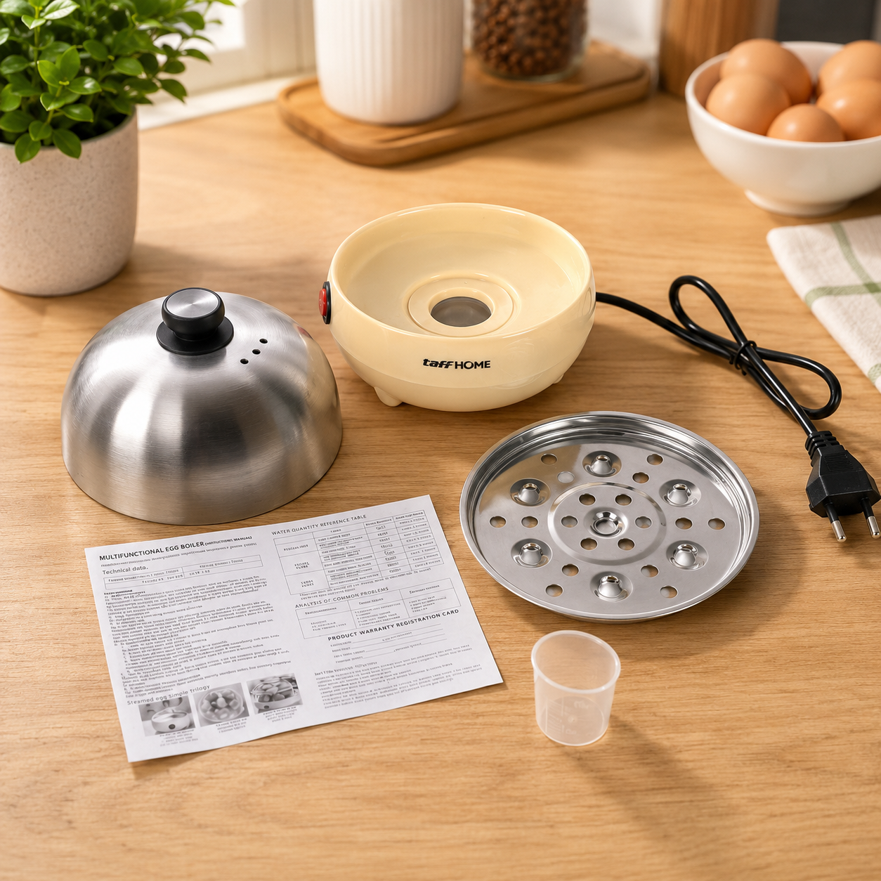 TaffHOME Alat Rebus Telur 7 Butir Egg Steamer Boiler Single Layer - HFR-02 Gambar produk TaffHOME Alat Rebus Telur 7 Butir Egg Steamer Boiler Single Layer - HFR-02 - 4