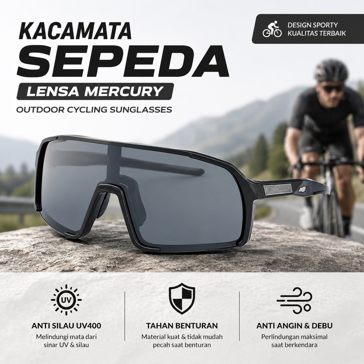 SPEZIAL Kacamata Sepeda Lensa Mercury Outdoor Cycling Sunglasses - S-22 Gambar produk SPEZIAL Kacamata Sepeda Lensa Mercury Outdoor Cycling Sunglasses - S-22 - Utama