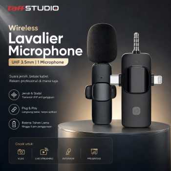 TaffSTUDIO UHF Wireless Lavalier Microphone Vlogger Live 3.5mm 3in1 - K15