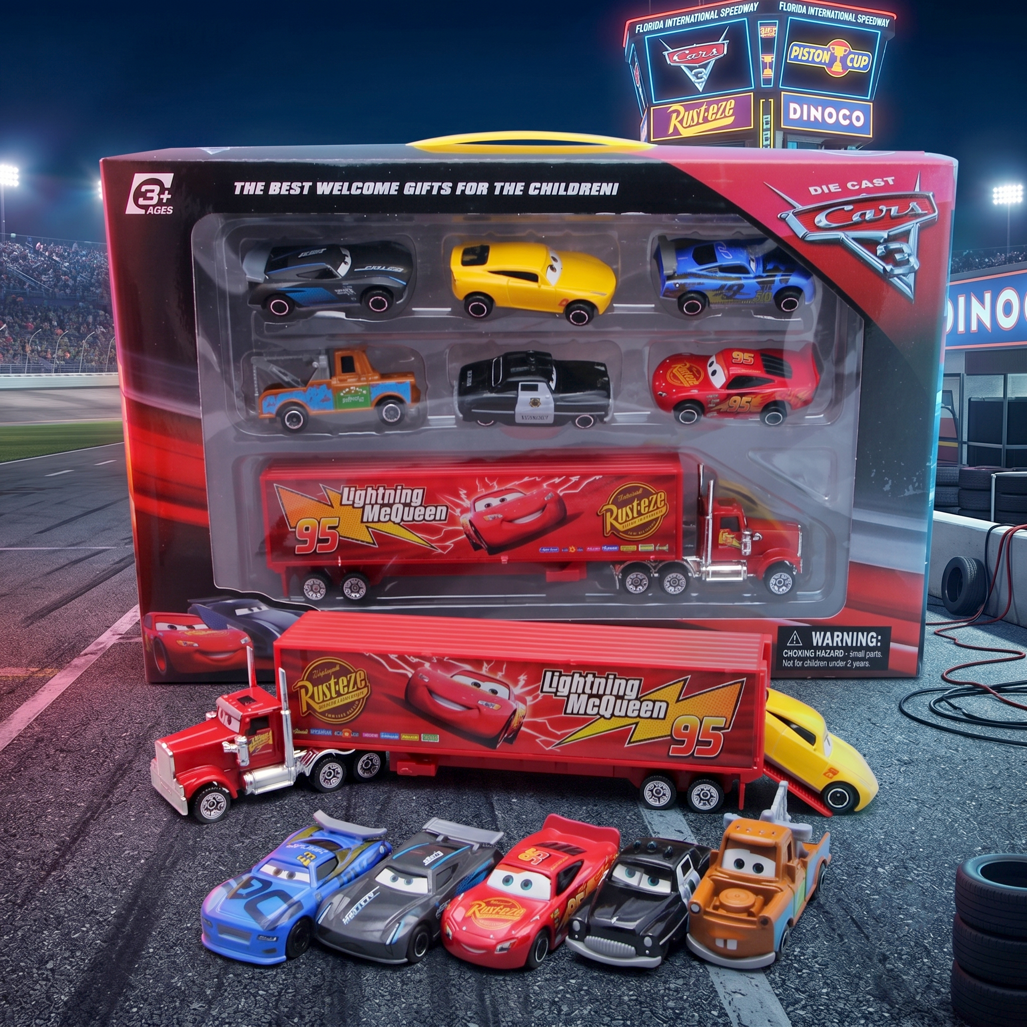 大量　44体Cars Lightning McQueen ミニカーセット JIMITU Mainan Anak Disney Cars Lightning McQueen Diecast Set 7in1