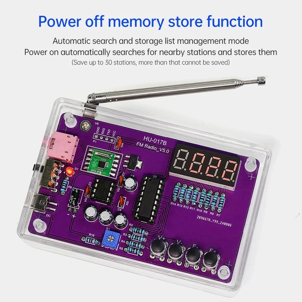 DIYLEARN Radio FM DIY Portable RDA5807 Module Frequency 87-108MHz - HU-017B Gambar produk DIYLEARN Radio FM DIY Portable RDA5807 Module Frequency 87-108MHz - HU-017B - 3