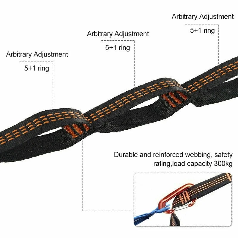 KILLAN Tali Webbing Hammock Strap Polyester 5+1 Loop 300kg 2M 2 PCS - TW-10 Gambar produk KILLAN Tali Webbing Hammock Strap Polyester 5+1 Loop 300kg 2M 2 PCS - TW-10 - 2