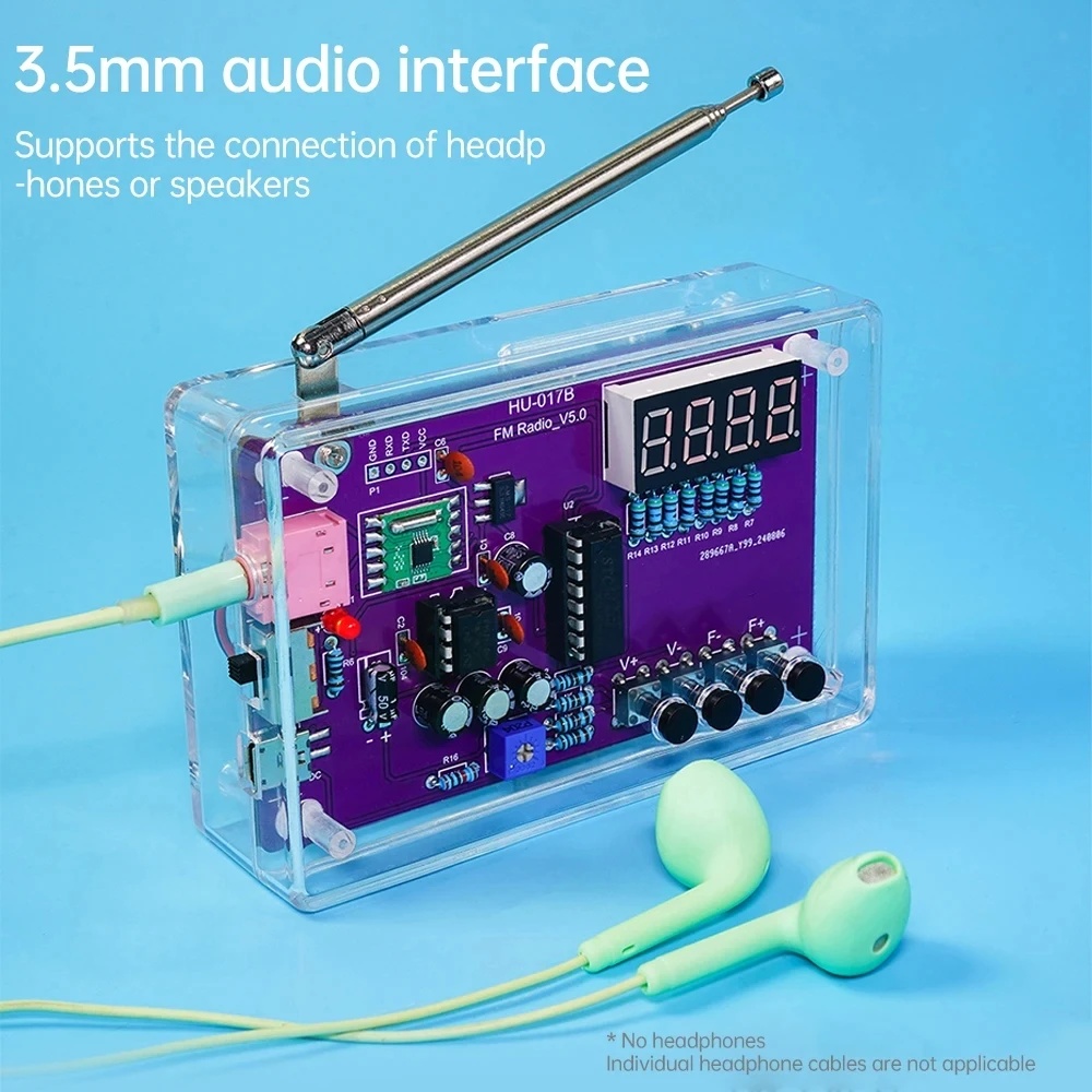 DIYLEARN Radio FM DIY Portable RDA5807 Module Frequency 87-108MHz - HU-017B Gambar produk DIYLEARN Radio FM DIY Portable RDA5807 Module Frequency 87-108MHz - HU-017B - 5