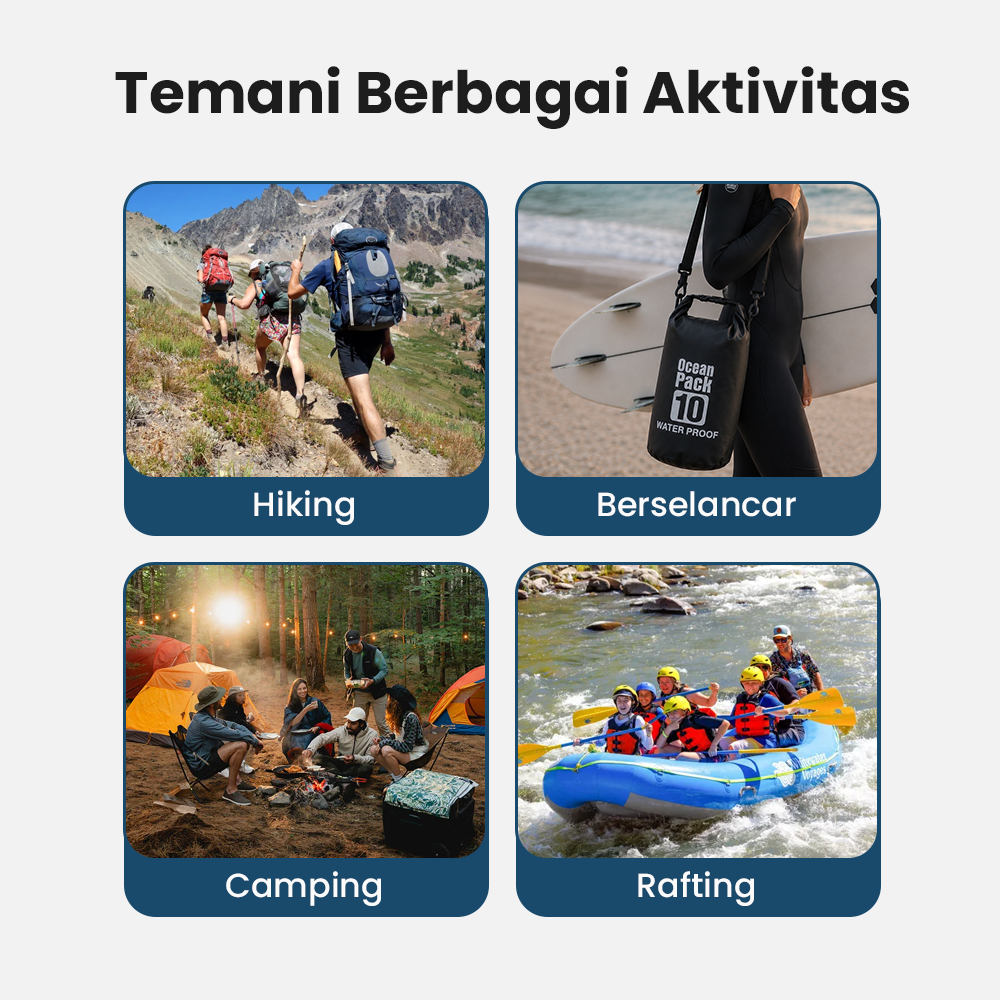 Dezlon Ocean Pack Dry Bag Waterproof Crossbody Tas Tahan Air Parasut 10L - INU142 Gambar produk Dezlon Ocean Pack Dry Bag Waterproof Crossbody Tas Tahan Air Parasut 10L - INU142 - 4