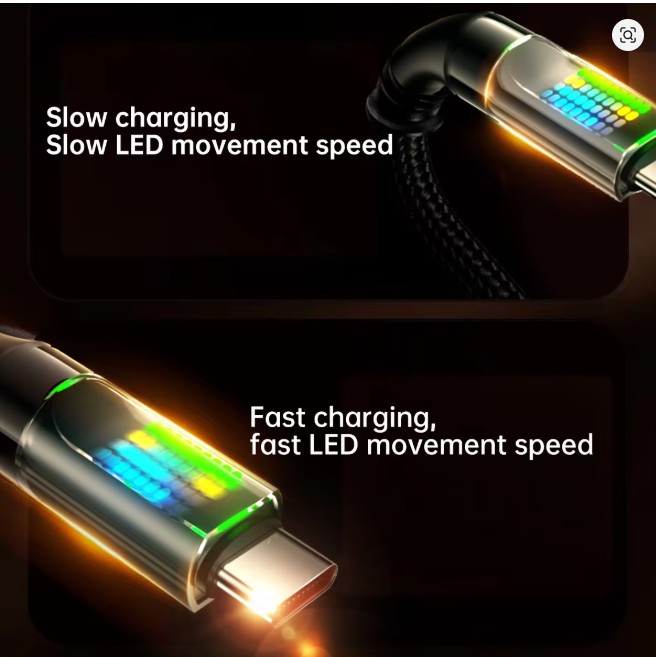 XCC Kabel Charger USB Type C Braided Nylon Fast Charge RGB 240W 6A 1M USB Type C to C - X-1M Gambar produk XCC Kabel Charger USB Type C Braided Nylon Fast Charge RGB 240W 6A 1M USB Type C to C - X-1M - 2