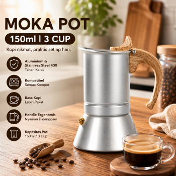 One Two Cups Moka Pot Teko Kopi Espresso Coffee Maker Stovetop - Z75